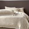 Natural Linen Cotton French Vintage Jacquard Hollow Lace Princess Bedding Set Duvet Cover Bed Sheet/Fitted Sheet Pillowcase 4Pcs