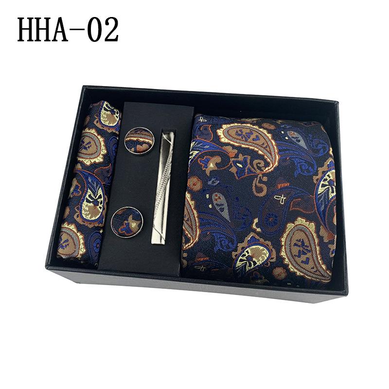 Cozy Up 5 Pieces Set Paisley Men's Tie Including Tie Square Cuff Tie Clip Gift Box