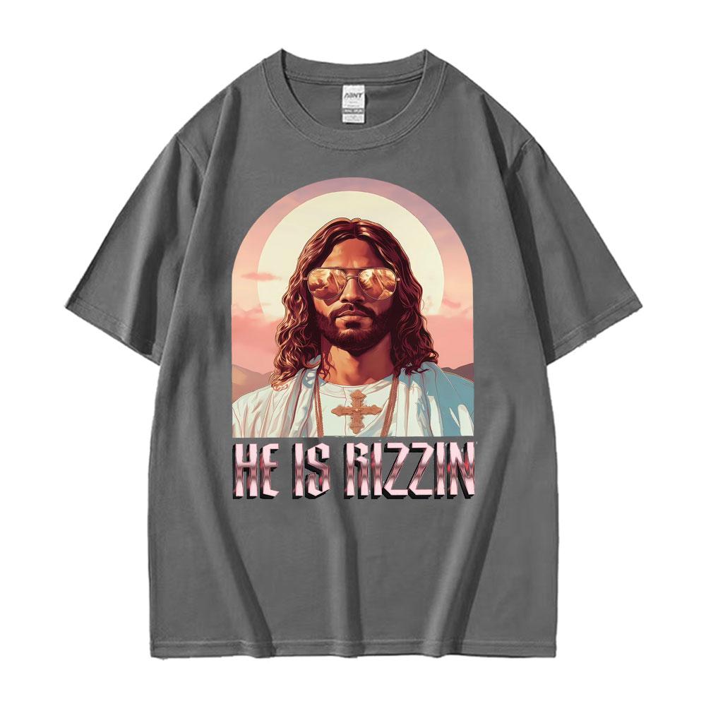 He Ls Rizzin Jesus Rap Easter Jesus Shirt TShirt Unisex Clothing Hip Hop Humor Style T Shirt Tops Unisex Comfort 100 Cotton Tees