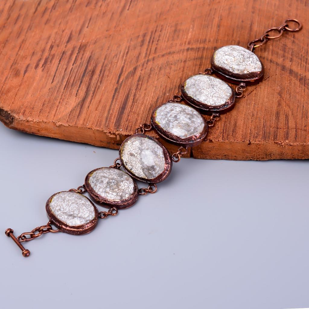 Fossil Coral Stone Electroformed Statement Unique New Bracelet Jewelry Copper V-76