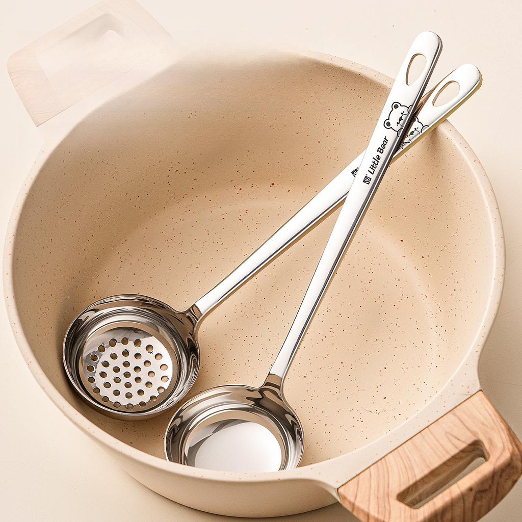 316 Food Grade Stainless Steel Long Handled Ladle, Large Capacity Hot Pot Serving Spoon Heat Resistant Easy Clean