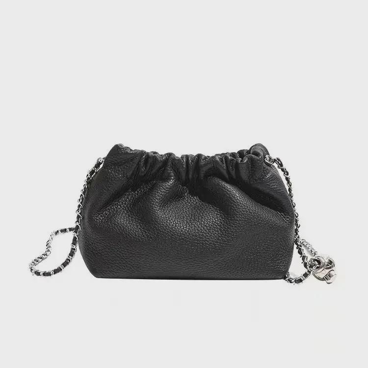 2024 Модная плиссированная кожаная сумка Cloud с золотой цепочкой – женская маленькая квадратная сумка-мессенджер через плечо