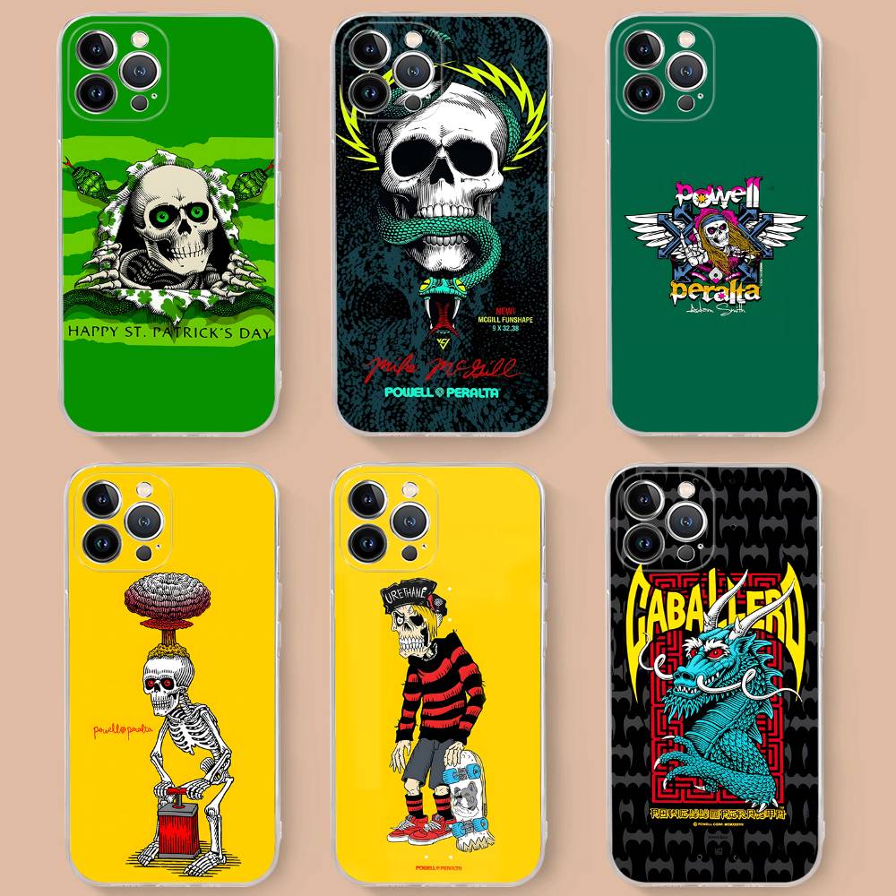 P-Powells P-Peraltas Мультяшный скейтборд Чехол для телефона iPhone 16 15 Promax iPhone 14 11 12 Высококачественный 13 Pro Силиконовый