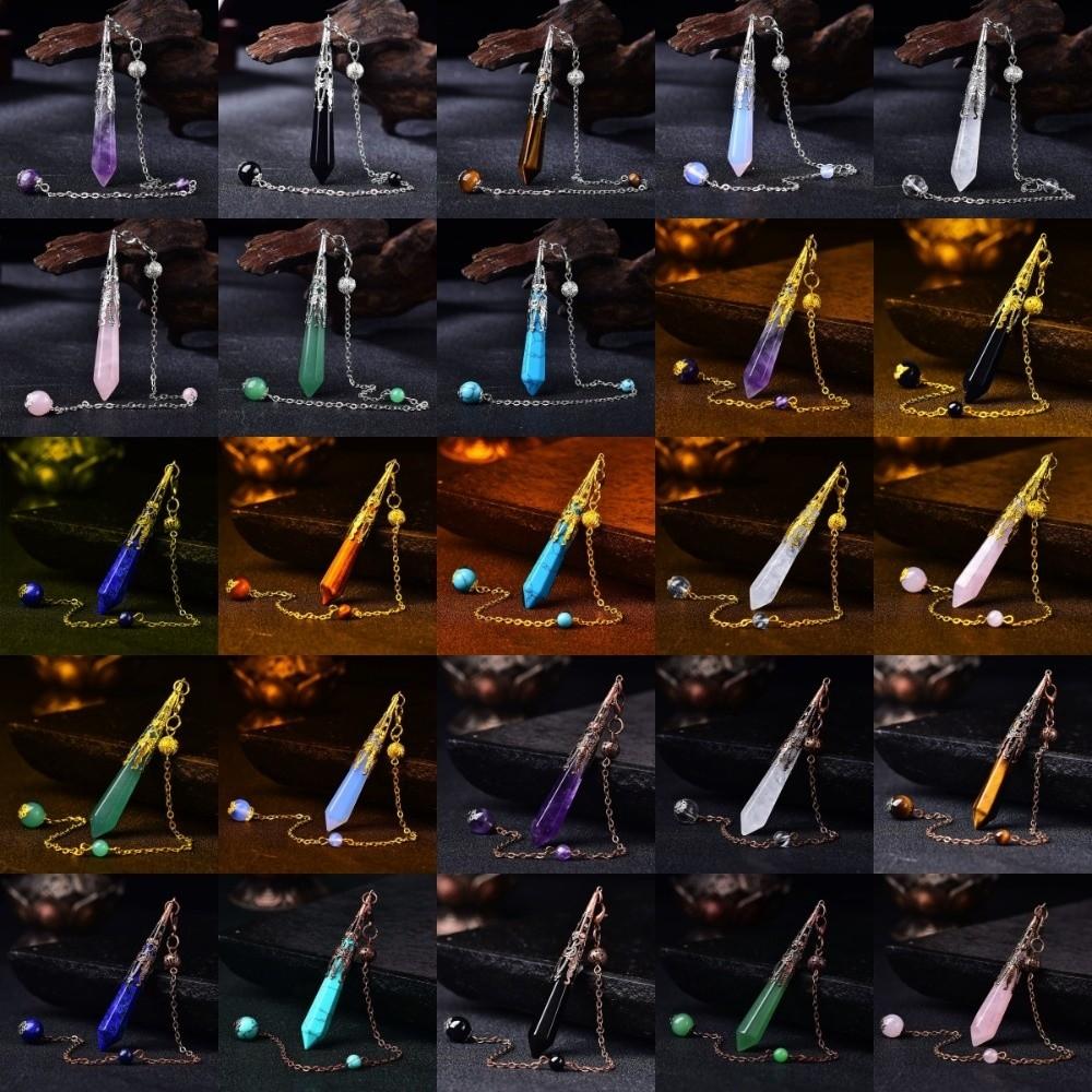 Energy Natural Crystal Pendulums Hexagon Cone Witch Spiritual Pendulos  Jewelry Gift