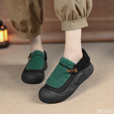 Зимние женские туфли из искусственного бархата и хлопка, плюшевые, повседневные, теплые, новые, на толстой подошве, на плоской подошве, универсальные, вулканизированные, подходящие