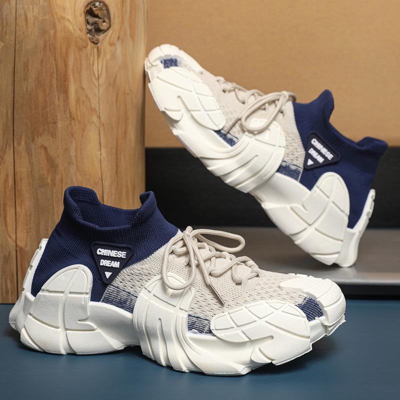 Пара летящих тканых туфель осень новые студенческие спортивные туфли для бега повседневные с увеличением роста пара обуви