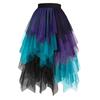 Хэллоуин Представление Неоновая Танцевальная Вечеринка Черлидинг Юбка Разноцветное Асимметричное Платье Принцессы С Высокой Талией Пышная Многослойная Тюлевая Юбка-Пачка