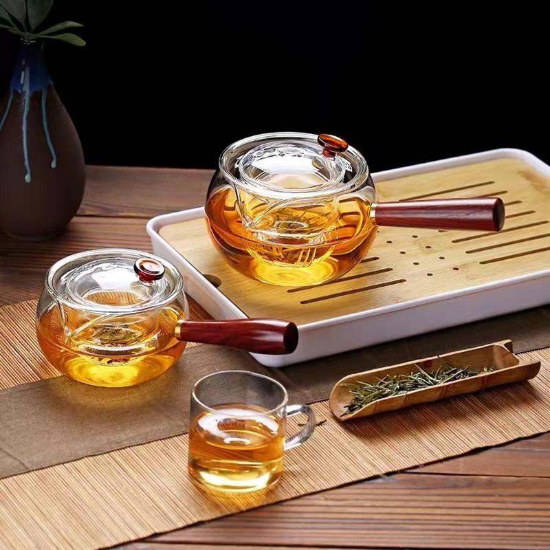 Чайник с боковой ручкой Стеклянный заварник Электрическая керамическая плита Термостойкий чайник Деревянная ручка Одиночный горшок Фильтр Набор для чайной церемонии Кунг-фу