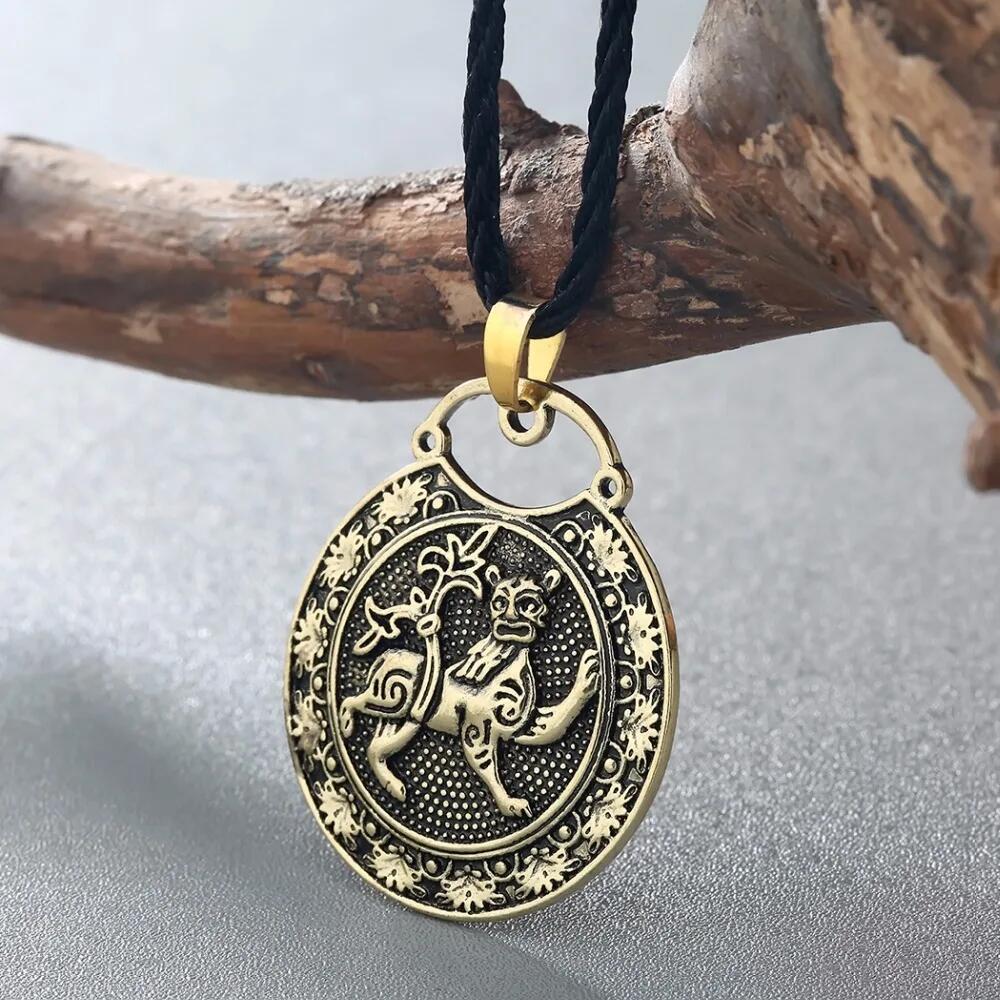 Kinitial Винтажные Животные Львы Подвески и Ожерелья Viking Дружба Длинные Ожерелья Панк Стиль Подарки для Мужчин Ювелирные Изделия Ожерелье
