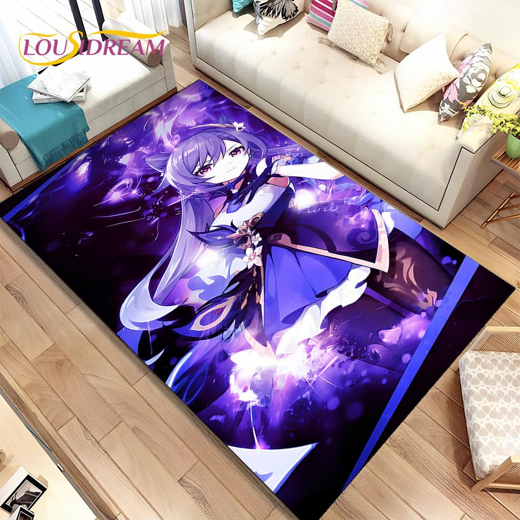 Genshin Impact Cartoon Game Area Rug, ковер для дома, гостиной, спальни, дивана, дверного коврика, кухонного декора, детский нескользящий напольный коврик