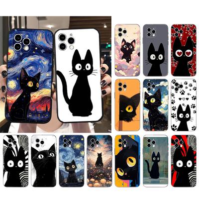 Чехол для телефона с черным котом для iphone 15 14 Pro Max 13 12 11 Pro Max XSMax XR 12 13 mini 14 Plus