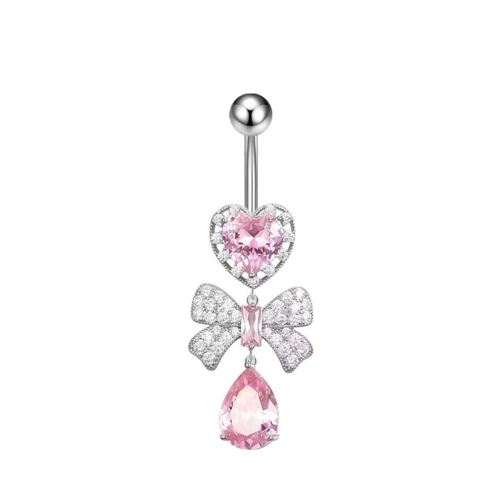 Кольцо для пупка со стразами и цирконием из нержавеющей стали в форме сердца, пирсинг для тела, ювелирное изделие в подарок