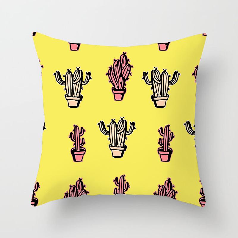 Home Supplies Cute Pastoral Cactus Print Pillow Cover Sofa Cushion Cover
