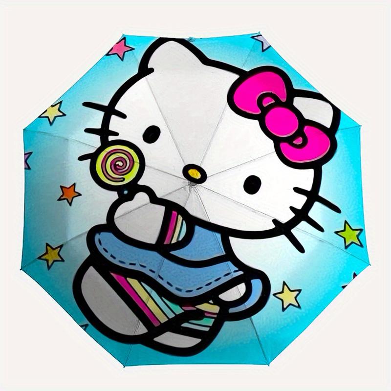1pc Hello Kitty,Lollipop Automatic Umbrella-Foldable, Durable 8-Bone Design, Compact and Stylish, Great for Camping, Halloween, Christmas, M