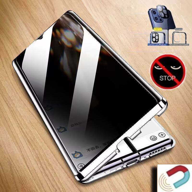 Магнитный адсорбционный анти-пип-чехол для OnePlus 12/ 13/ 13T с защитой объектива камеры двухстороннее стеклянное покрытие