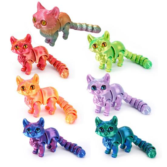 3D-печатная фигурка кошки, подвижные суставы, фигурка кошки, шарнирная модель животного, игрушка для домашнего офиса, книжной полки, украшения рабочего стола, орнамент