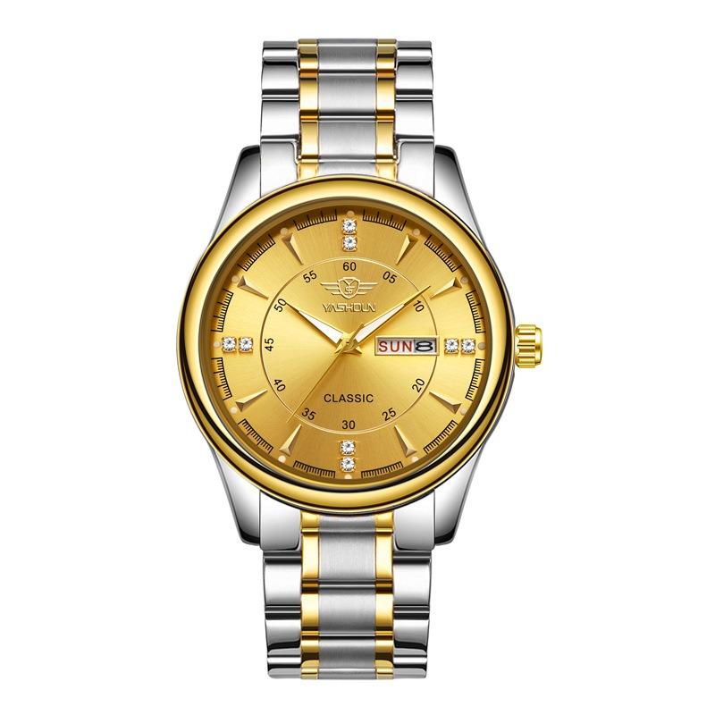 Мужские часы модные деловые часы от ведущего бренда с двойным календарем, люминесцентные, водонепроницаемые, кварцевые