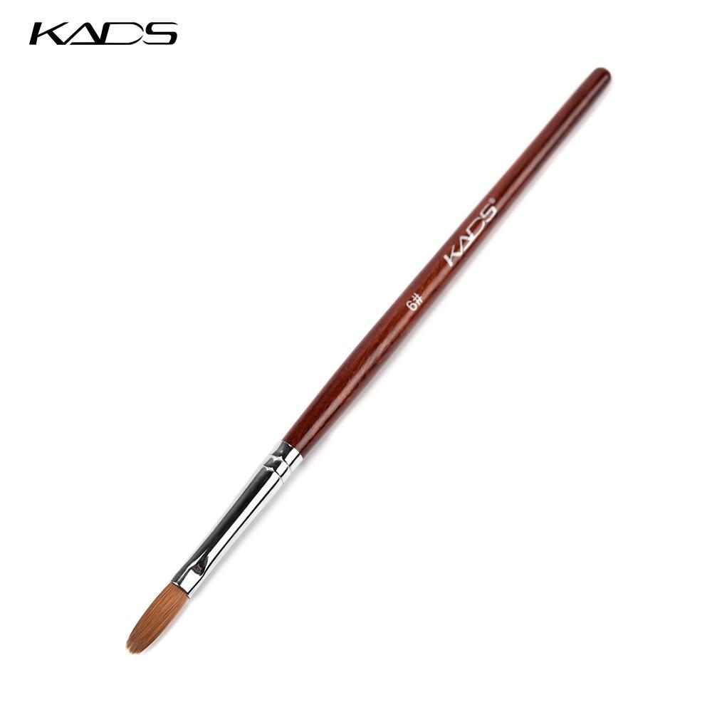 kads 6 # акриловая кисть для ногтей Kolinsky Sable, полигель для ногтей, кисть для наращивания ногтей, круглая плоская головка, красная деревянная ручка, кисти для геля для дизайна ногтей, инструмент