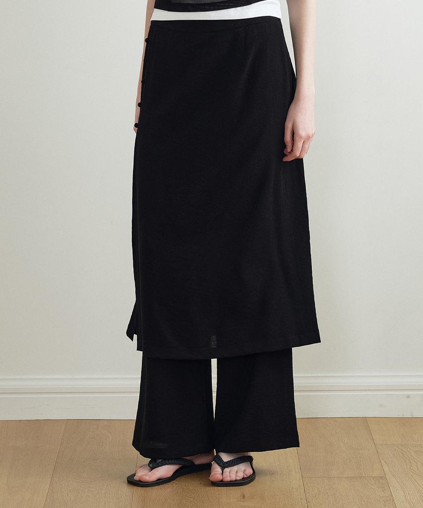 MAKE A TOAST Layered Detail Wide Pants (Black) Mbfspa006Bk