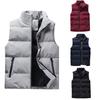 Autumn Winter Men Vest Cotton Padded Thick Solid Color Stand Collar Zipper Windproof Jacket Streetwear