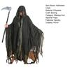 Хэллоуинский плащ с капюшоном, взрослый костюм Костлявой Смерти для косплея с косой, средневековый ренессансный плащ волшебника для реквизита дома с привидениями