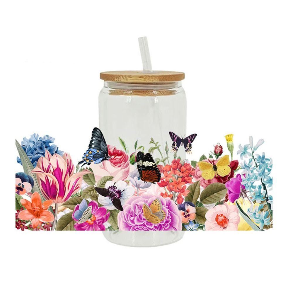 Водонепроницаемые обертывания для чашек 16 унций, натирающие наклейки для чашек, креативные 3D УФ-наклейки для переноса DTF