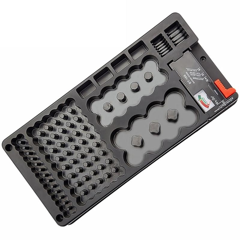 Rechargeable Cell Organiser System 116 Grid Transparent Protective Cover Removable Dividers with Charging Detection