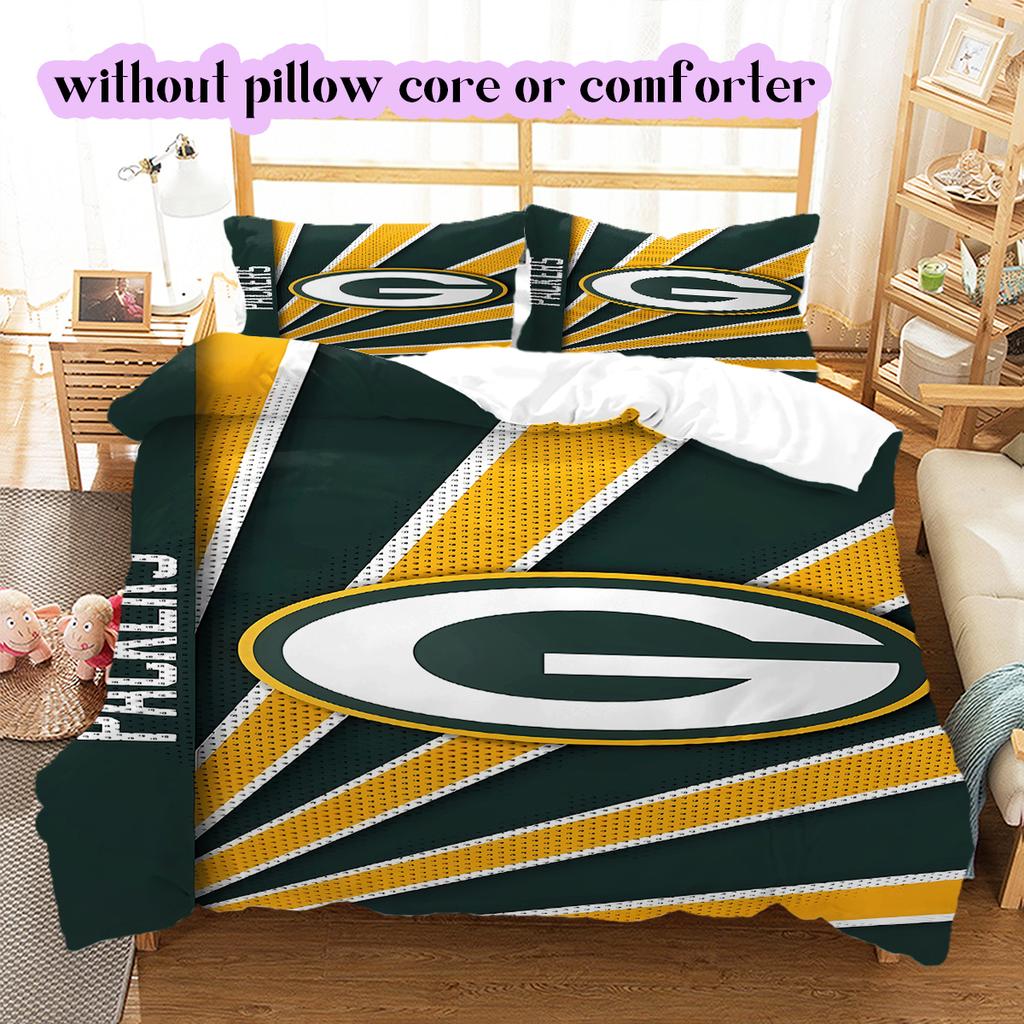 football Logo Pattern Bedding Quilt Set Quilt Cover Pillowcase Home Decoration Birthday Gift (1*duvet cover+ 2*pillowcase, without core)