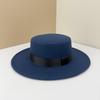 Top Hat British Black Flat Top Hat Hepburn Gentleman Jazz Hat Flat Brim Woolen Wide Brim Men'S And Women'S Hats