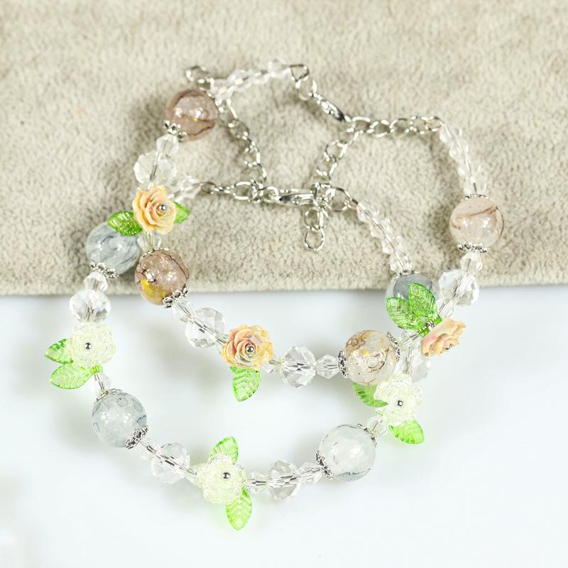 Ancient-style butterfly memory circle bracelet - girl's lustrous colored bead string necklace