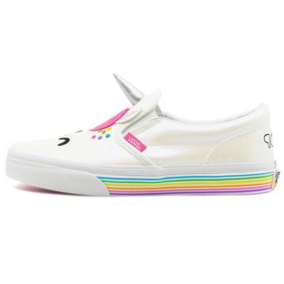 Кожаные слипоны, повседневные низкие кеды для скейтбординга, женские кроссовки, белые, разноцветные VN0A54EX2JQ