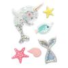 Puffy and 3D Stickers with Sequins Narwhal and Mermaid 6 Pieces