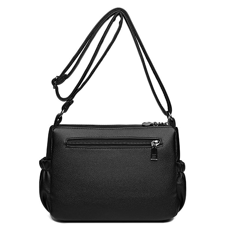 Women's Shoulder Bag Soft Leather Mother's Bag Multi-Layer Large Capacity Crossbody Bag Small Square Bag Mobile Phone Bag