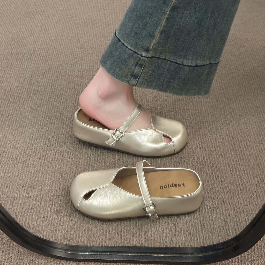 Fashion Slippers Women Summer PU Cover Toe Beach Shoes Slides Pantofle Rubber Sabot 2025 Beach Shoes Rubber Slippers Slipers Women Cover