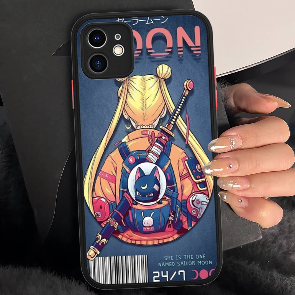S-Sailors Аниме Луна Для IPhone 11 12 13 14 15 16 Pro Max Plus X XS MAX Ударопрочный Матовый Задний Чехол
