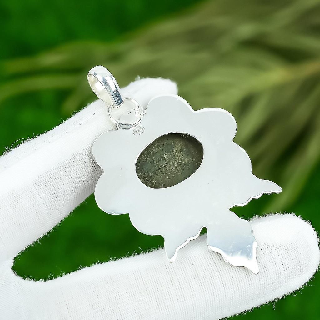 Sisters Day Sale 925 Sterling Silver Oval Natural Labradorite Rough Wife Pendant