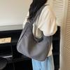 Simple Minimalist Style Large Capacity Underarm Canvas Bag 2025 Autumn New Solid Color Tote Bag Embroidered Shoulder Bag
