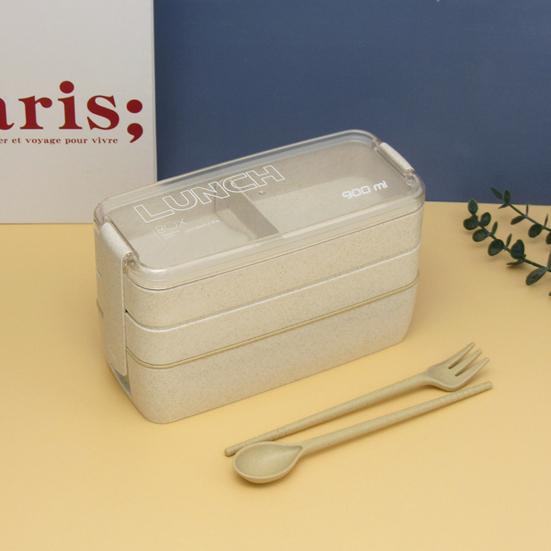 Коробка для завтрака, трехслойная, большая вместимость, смесь без запаха, большое уплотнение, разделительная тарелка для хранения продуктов