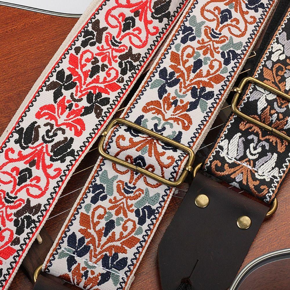 Vintage Flowers Guitar Strap Belt Tail Nail Pick Electric Guitar Belt  Instruments