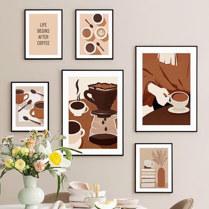 Модная девушка Книга Кофейная чашка Жизнь Настенное искусство Холст Картина Абстрактные постеры и принты Картина для стены Отеля Кафе Декор для внутренней комнаты