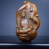 Chinese Boxwood Wood Carving Exquisite Kwan-yin Buddha Statue Ornament Art