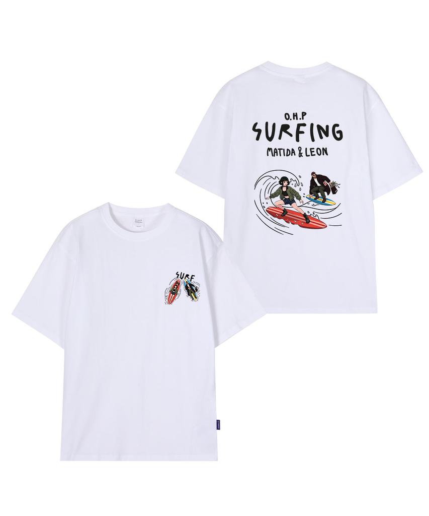 OHP Ohpxquirk Couple Surfing Semi-Oversized Short Sleeve T-Shirt 6 (Type A)