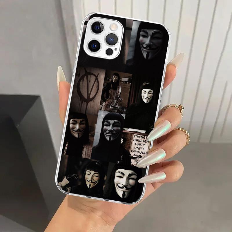 Anonymous V Mask Phone Case for Iphone 17 Air 16 15 Plus 14 13 Mini 12 11 Pro Max 16E 7 8 SE 2020 Soft Funda Print Shell 16 15 1