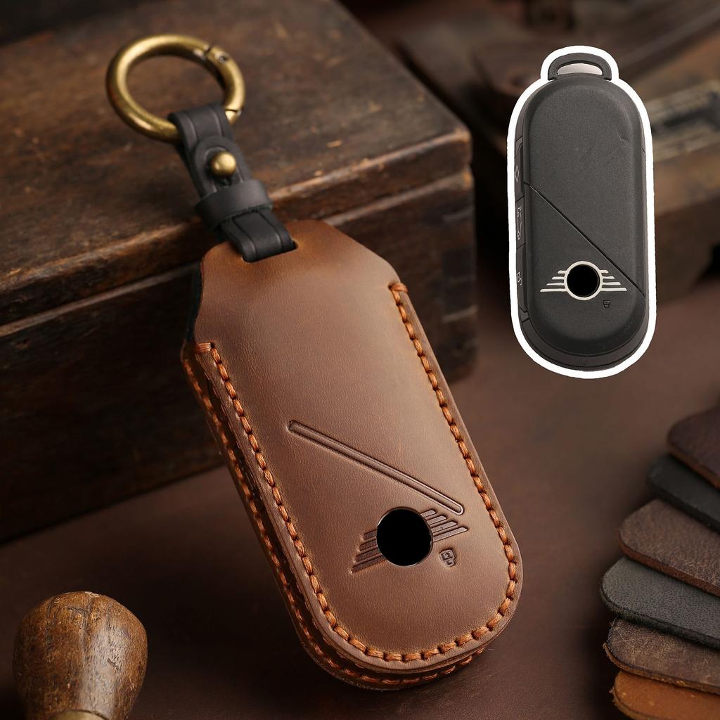 Car Remote Key Case Cover Shell For BMW MINI J01 J05 U25 F65 F66 2024 Leather Key Protection Cover AKI3
