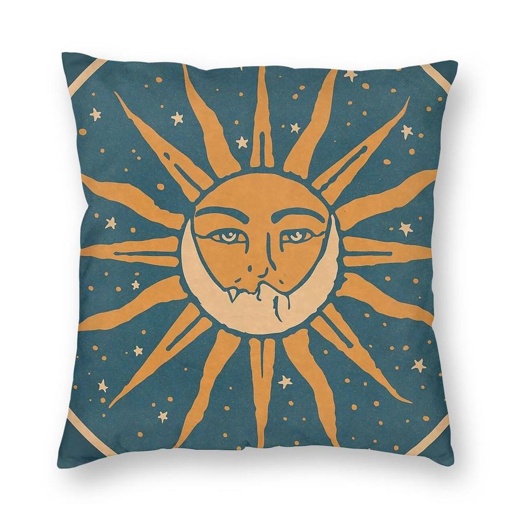 Sun And Moon Tarot Square Pillowcase Polyester Linen Velvet Creative Zip Decorative Sofa Seater Cushion Case