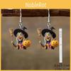 Halloween Theme Witch Broom And Pumpkin Pattern Women Earrings For Women Holiday Party Decor