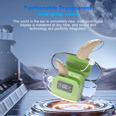 Слуховой аппарат для пожилых людей Заушные слуховые аппараты с портативным зарядным футляром Шумоподавление