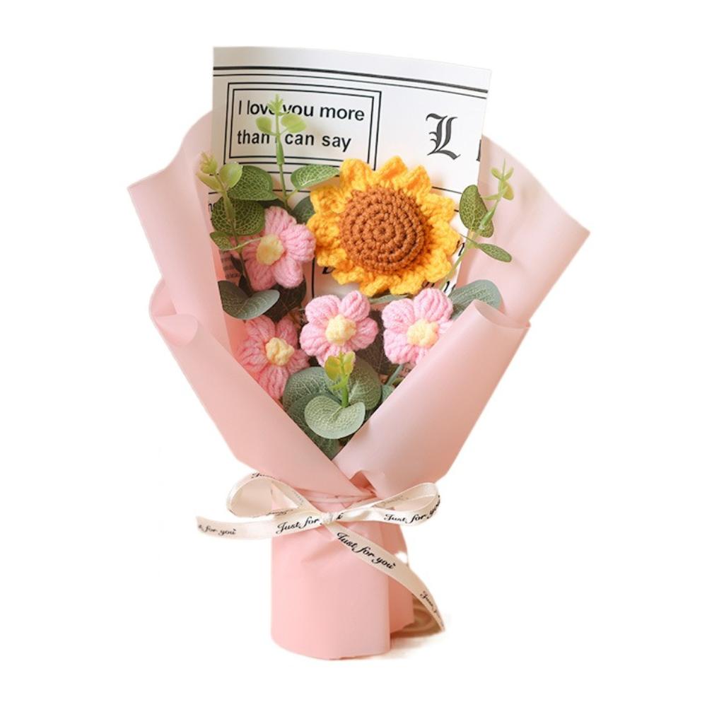 Handmade Sunflower Daisy Bouquet Eternal Flower Valentine's Day Gift Crochet Bouquet Wedding Guest