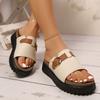 Korean version of retro simple one-word slippers Roman sandals fashion one-word slippers women's outer wear 2025 summer and autumn new models