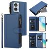 For Motorola Moto G85 5G/Motorola Edge 50 Fusion 5G Leather Case 9 Card Slots Zipper Wallet Stand Phone Cover with Wrist Strap